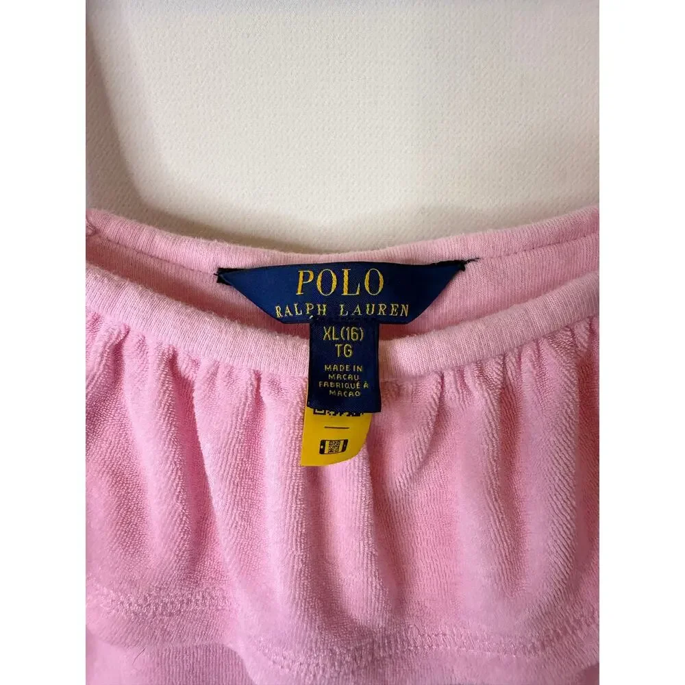 Ralph Lauren Girl's Towel Terry Swimwear Coverup Pink Size XL 16